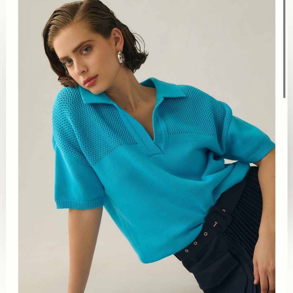 English Factory Sweater Polo Tee from Anthropologie size L